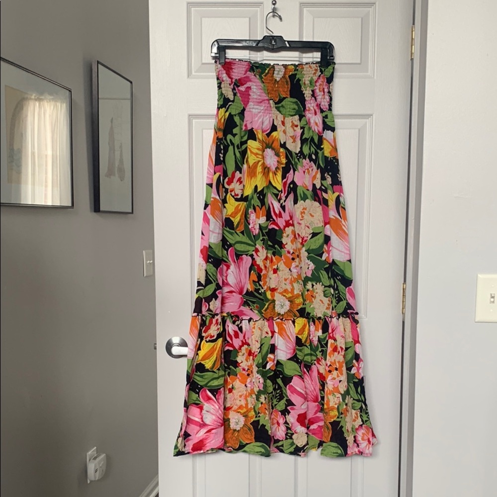 Vibrant Floral Maxi Skirt - Pink and Green